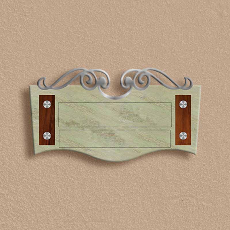 Apartment Nameplate – Mint Stone, Wood & Brass - Image 3