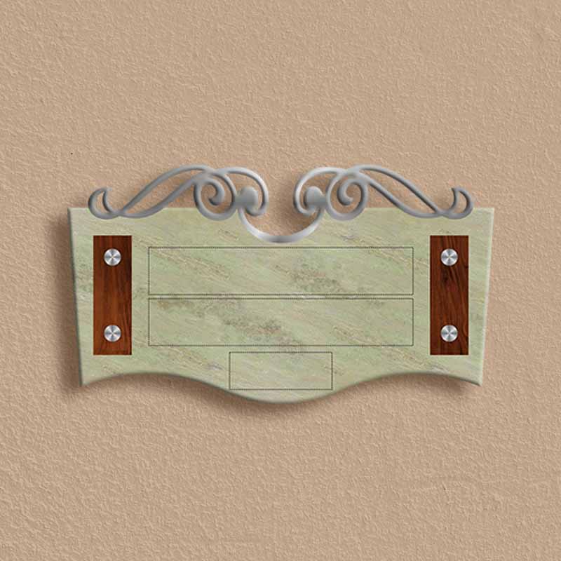 Apartment Nameplate – Mint Stone, Wood & Brass - Image 4