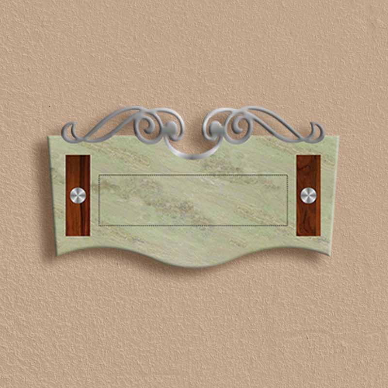 Apartment Nameplate – Mint Stone, Wood & Brass - Image 2