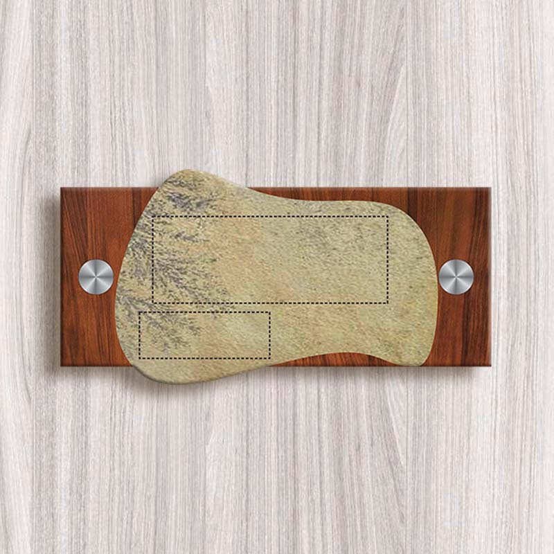 Designer Door Nameplate in Mint Stone & Wood with Stainless Steel Finish - Image 2