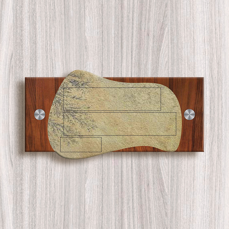 Designer Door Nameplate in Mint Stone & Wood with Stainless Steel Finish - Image 3