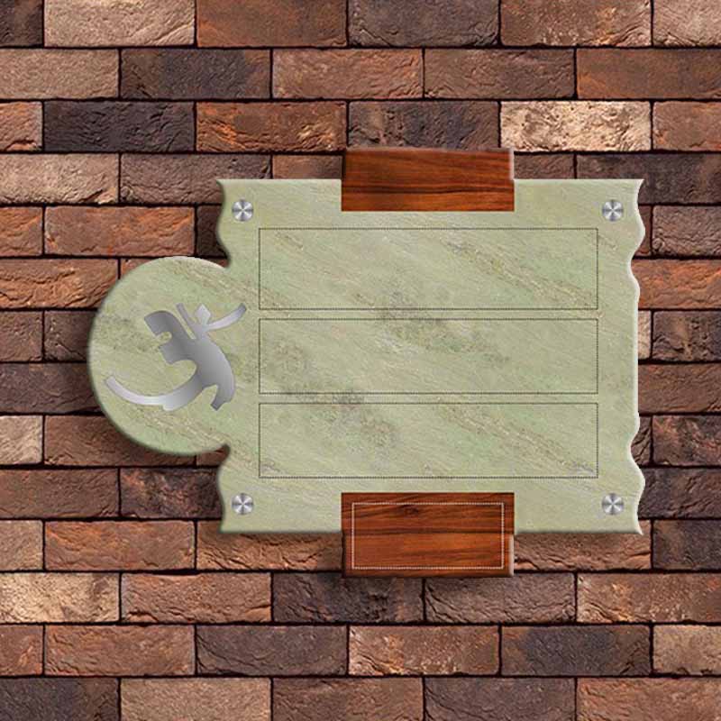 Mint Stone with Om Design & Wooden Accents - Image 3