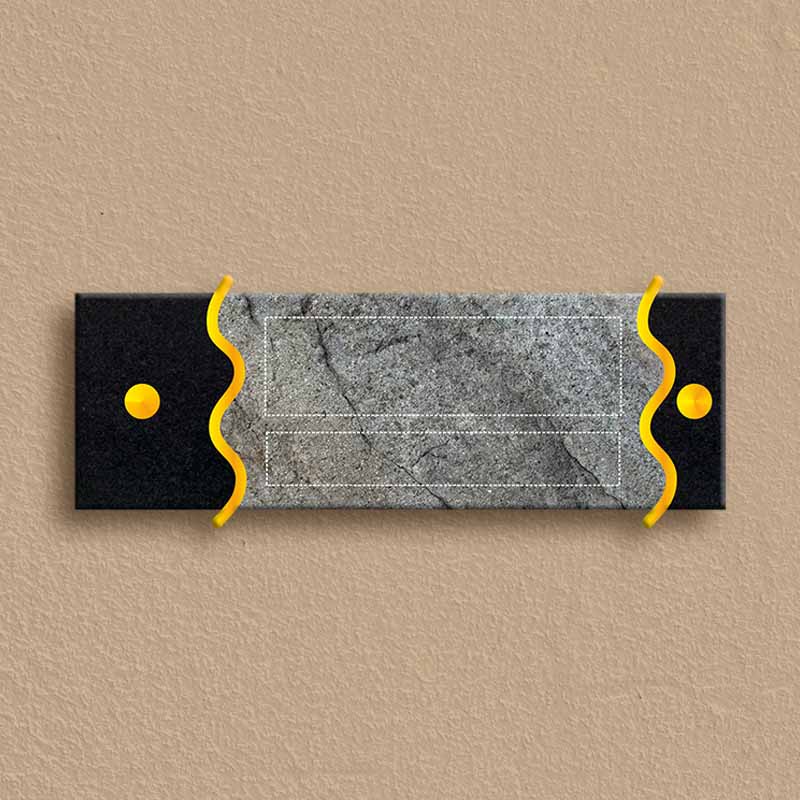 Luxury Black Granite & Ostrich Grey Stone Brass Apartment Nameplate - Image 2