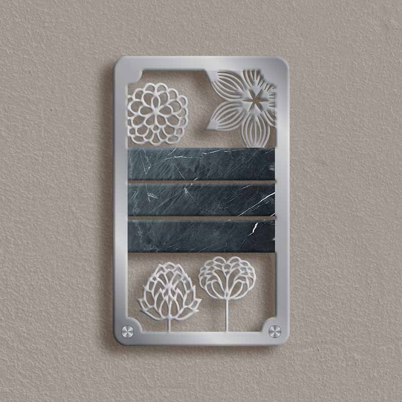 Artistic Vertical Nameplate with Floral Cutouts - Image 3