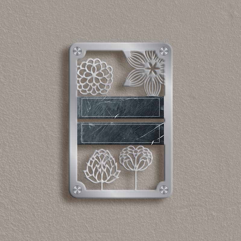 Artistic Vertical Nameplate with Floral Cutouts - Image 2
