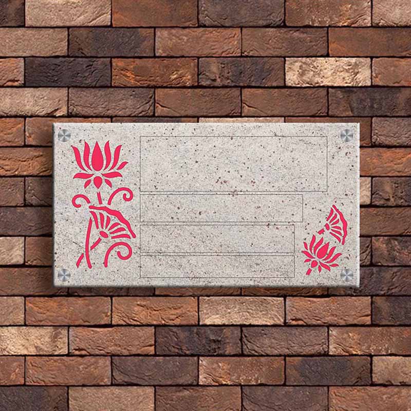 Villa Name Plate – Kashmir White Granite & Brass - Image 3