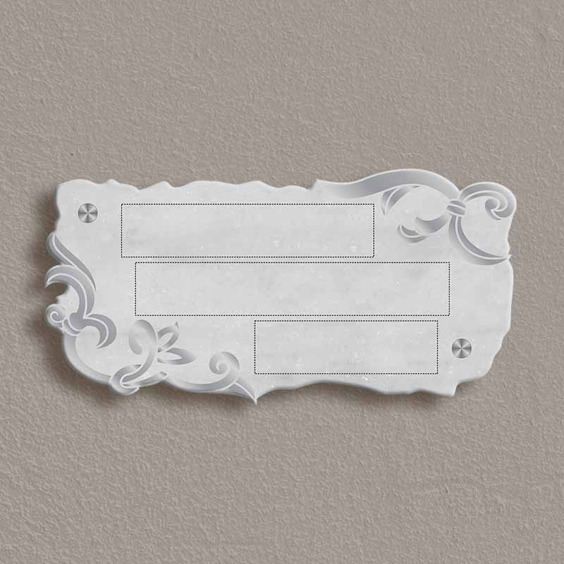 White Marble & Stainless Steel Apartment Nameplate - Image 3
